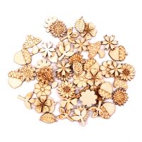 Home Decoration Handmade Accessory Scrapbooking Craft  DIY Natural Flower Leaves Pattern Wooden Embellishment 24-30mm 50pcs Cooking Utensils