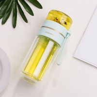 Teacup gift double cup creative water bottle tea separation cup glass water bottle with tea maker drinking utensils