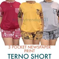 ชุดนอนสตรี Terno Pambahay สำหรับผู้หญิงชุดนอน TERNO PAMBAHAY พิมพ์ลายหนังสือพิมพ์