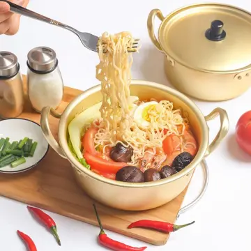 Clearance!Golden Noodle Pot Korean Ramen Noodles Pot Aluminum Soup Pot With  Lid Noodles Milk Egg Soup Kitchen Tools Cooking Pot