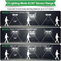 หลอดไฟพลังงานแสงอาทิตย์กลางแจ้งไฟแสงอาทิตย์ LED 268ดวงพร้อมเซ็นเซอร์การเคลื่อนไหวร่างกายของมนุษย์แสงแดดพลังงานแสงอาทิตย์กันน้ำของตกแต่งสวนไฟสปอตไลท์