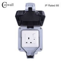 【Pre-order】 Coswall IP66สภาพอากาศกันน้ำกลางแจ้งกล่องผนังพลังงานซ็อกเก็ต13A เปลี่ยนสหราชอาณาจักรมาตรฐานเต้าเสียบไฟฟ้าสายดินด้วยนีออน