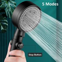5 Mode Adjustable Black Shower Head High Pressure Bathroom Shower One-key Stop Water Saving Spa Showerheads Bathroom Accessories Showerheads
