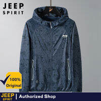 JEEP SPIRIT เสื้อโค้ทกันแดดของผู้ชายเสื้อคลุมเสื้อแจ็กเก็ตบางมีฮู้ดปกป้องบังแดด UV ใหม่เสื้อผ้าตกปลากลางแจ้ง