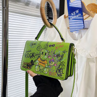 Fashion Graffiti Women Handbags Funny Cartoon Printing Shoulder Crossbody Bag Designer Bags Square Funny Purse for Women 2022