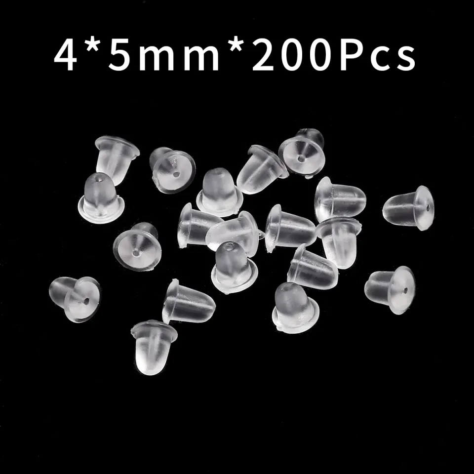 200pcs Rubber Earring Back Silicone Round Ear Plug Blocked Caps Earrings  Back Stoppers For DIY Earring Parts Jewelry Making