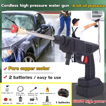 600W 12v 48V Cordless High Pressure Car Wash Water Spray Gun Wireless  Rechargeable Car Washer Water Jet