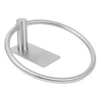 Towel Ring/Hand Towel Holder - Self Adhesive Round Towel Rack Black Hand Towel Bar for Bathroom, Stainless Steel