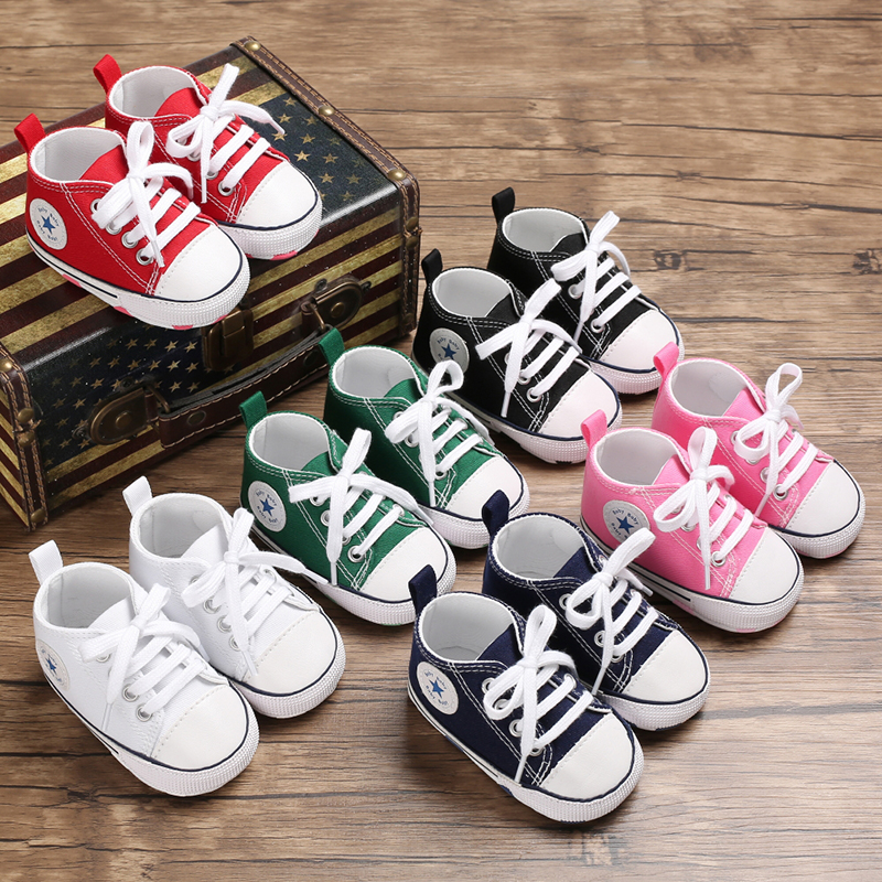 Girls Plimsolls Soft Crib Sole Sneakers Toddler Newborn Baby Kids Leisure Shoes 