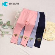 DENOSWIM Spring Autumn Baby Girls Pants Embroidered Small Tree Design Kids