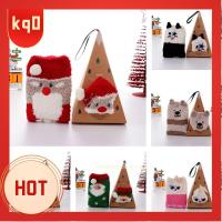 KQ0 Women Hosiery Deer Santa Winter Warm Gift Sox with Box Coral fleece Christmas Socks 3D Animal