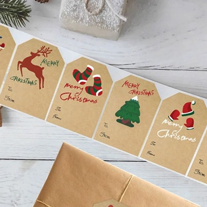 christmas-snowman-adhesive-labels-stickers-decoration-kraft-paper-scrapbooking-seal-thank-you-stickers-stationery-supplies-stickers-labels