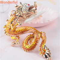 ?【Lowest price】Wonderful 1PC มังกรพวงกุญแจโซ่ผู้ถือจำลองมุกคริสตัลสัตว์พวงกุญแจ