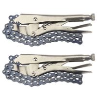 2pcs 10 Inch Chain Vise Clamp Plier Locking Grip Wrench Oil Filter Pipe 16.5 Inch Chain Length