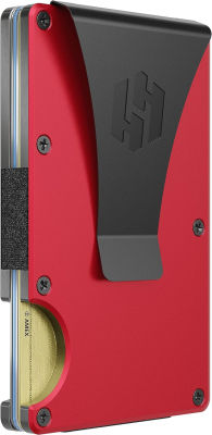 Hayvenhurst Slim Wallet For Men - Front Pocket RFID Blocking Minimalist Wallet For Men - Metal Wallet With Money Clip For Men (Crimson)