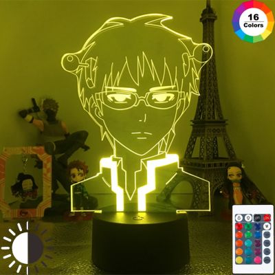 ชีวิตหายนะของ Saiki K Led โคมไฟอะนิเมะ 3D Illusion Nightlights โคมไฟเปลี่ยนสีสำหรับของขวัญคริสต์มาส