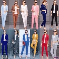 5840 Set 2 ชิ้น เสื้อปกสูท ปกแหลม + กางกางขายาว Set of 2 pieces: suit jacket, pointed collar + long pants