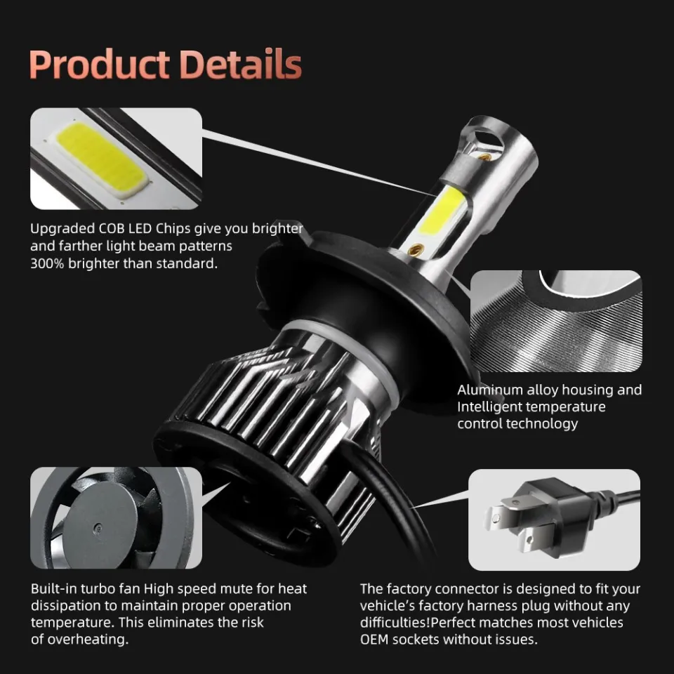 H11 Led Bulb 6000khigh-performance Led Headlight Bulbs 9007 H11 6000k For  Universal Fit