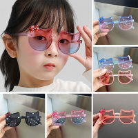 【YuekunH】แว่นกันแดดปกป้อง UV เด็กแว่นตาแบบน่ารักเด็กหญิงแว่นตากันแดดซิลิโคนขานุ่ม