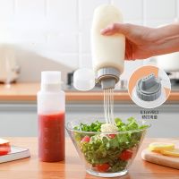 hotx【DT】 Squeeze Sauce Bottle with Lid 5 Holes Large Diameter Seasoning Transparent Plastic Salad