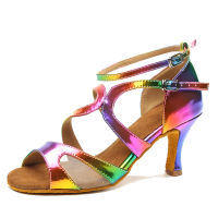 Multicolor Latin Dance รองเท้าผู้หญิงฤดูร้อนในร่มรองเท้าแตะใหม่ Soft Sole ส้นสูง Jazz Dance Tango Ballroom Party Shoes