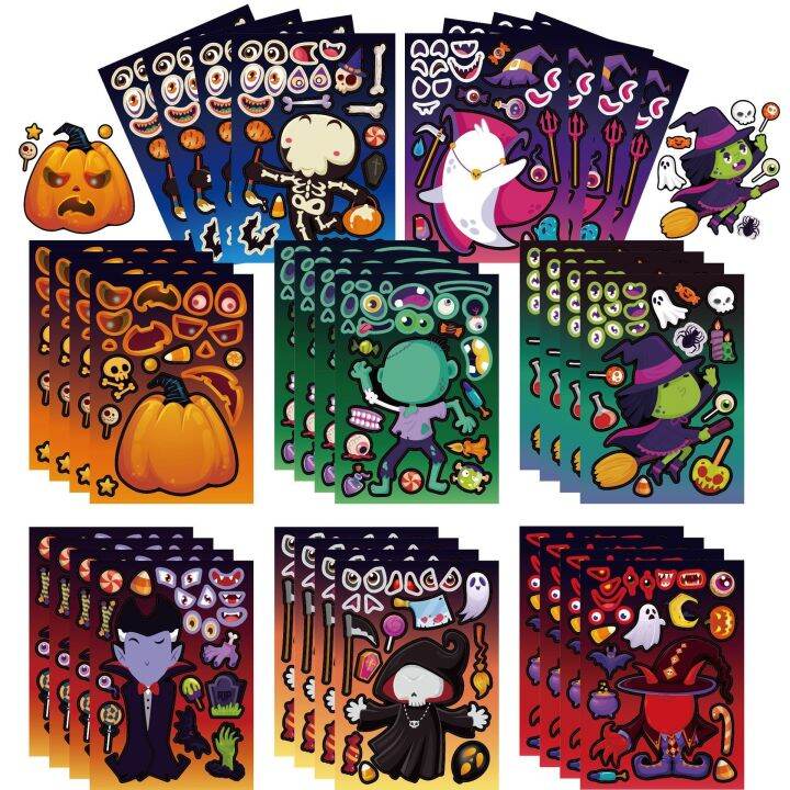 new-horror-halloween-sticker-toys-anime-vampire-witch-pumpkin-diy-sticker-decoration-gifts-halloween-puzzle-sticker-for-kids