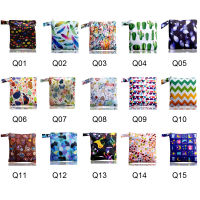 6pcs waterproof PUL wet bag for menstrual pads, cloth sanitary pads bag with snap handle, printed diaper bag in 22 prints