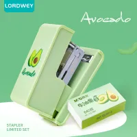 LORDWEY Avocado Mini Stapler ชุด640Pcs 12 # Staples สีเขียวสดผลไม้กระดาษ Binder เครื่องเขียน Office Binding โรงเรียน A6623