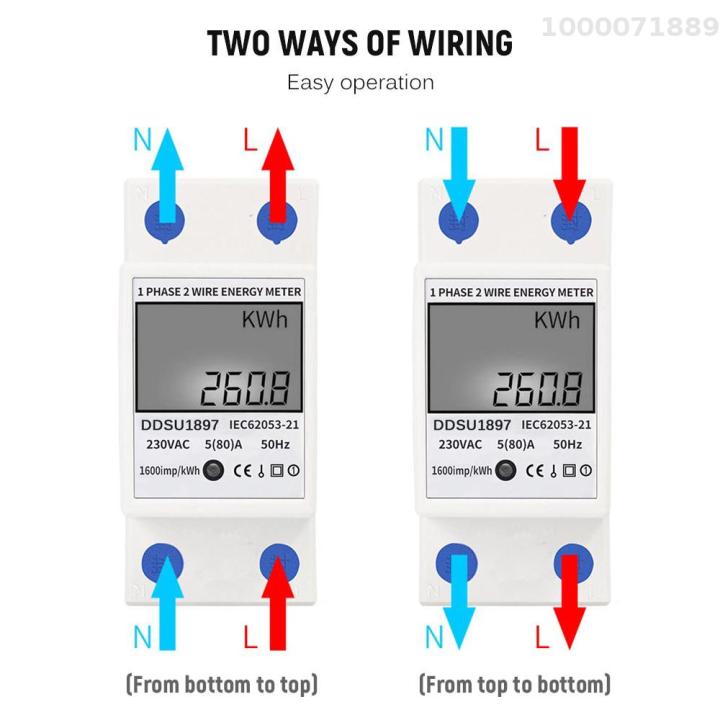 มิเตอร์วัดพลังงานไฟฟ้าดิจิตอลเฟส-din-rail-เดี่ยวมิเตอร์ไฟฟ้าเฟสเดียวสองสายมิเตอร์วัดทางไฟฟ้ามัลติฟังก์ชั่น
