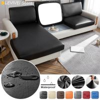 ✤ LEVIVEl Waterproof PU Stretch Sofa Cover Plain Elastic Sofa Covers Corner Couch Cover Protector For Living Room 1/2/3/4Seater