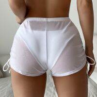 FN946N Women Swimwear Drawstring Bikini Cover Summer Transparent Beach Shorts Mesh