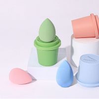 rtable Egg Makeup Sponges Coffee cup Storage Water Drop Powder Puff For Women Wet And Dry Use Makeup Puff Accessories