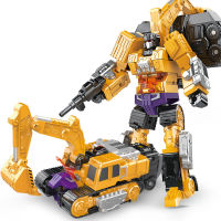 JINJIANG 6 IN 1 Transformation Kid Toys Cool Devastator Excavator KO GT Action Figure Robot Car Crane Gravity Model Engineering