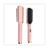 2-In-1 Electric Hair Straightening Multifunctional Comb Curling Iron Styler with LCD Display Straight Comb