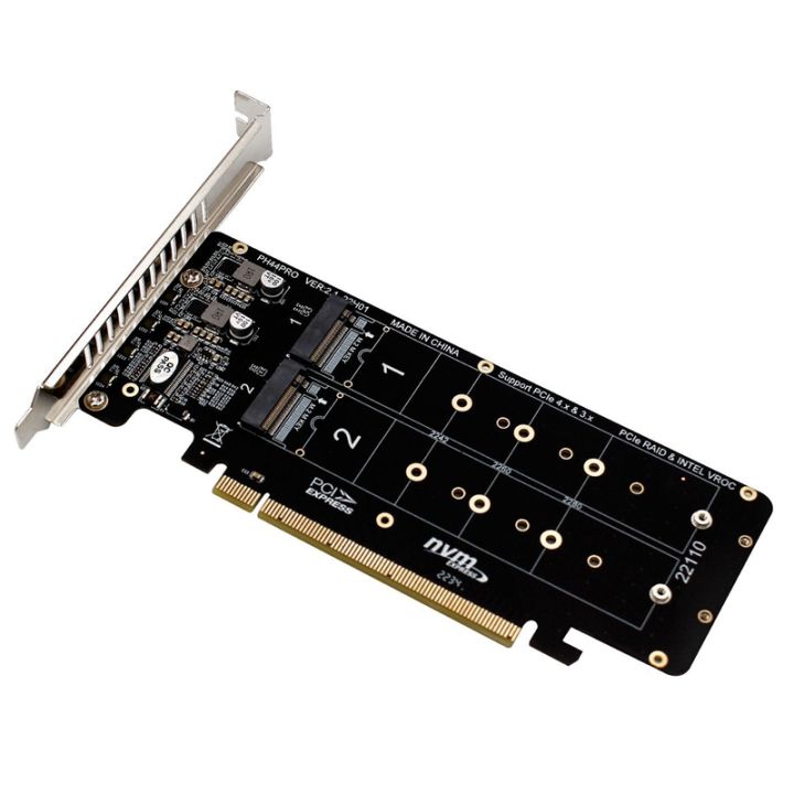 pcie-x16-to-m-2-m-key-nvmex4-ssd-2u-server-riser-card-double-sided-4-disk-nvme-raid-pci-ex16-split-card