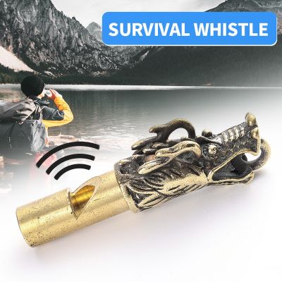 Brass Dragon Head Whistle Handmade Car Keys Chains Pendants Men Women Outdoor Survival Tools Whistles Necklaces Keychains Charm Survival kits