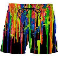 กางเกงว่ายน้ำชายหาดฤดูร้อนสำหรับผู้ชาย Surf Shorts แห้งเร็ว Street Wear วิ่งกางเกงกีฬา ศิลปะการสาดหมึกพิมพ์ 3D ชุดว่ายน้ำกางเกงขาสั้น