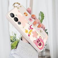 เคสโทรศัพท์มือถือเคสสำหรับ Tecno Pova 4 Tecno Camon 17 (มีสายรัดข้อมือ) แฮปปี้ Lots Bea เคสโทรศัพท์ขอบสี่เหลี่ยมปลอกซิลิโคนเหลวคลุมทั้งหมดกล้องกันกระแทก