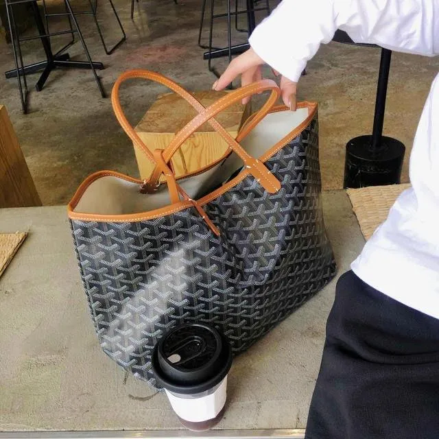 Goyard Saint Louis GM Canvas Tote Shoulder Bag Tan