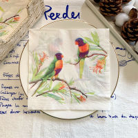 20 ชิ้น/ถุง Vintage Birds ดอกไม้ Decoupage กระดาษเช็ดปากกระดาษทิชชูสำหรับบนโต๊ะอาหารงานแต่งงานเทศกาล Xmas Supplies 28-Cgefeng