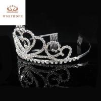 WSRYHDFE โลหะผสมอัลลอยด์ มงกุฏวันเกิด เงินสีเงิน ทองสีทอง หัวใจ Rhinestone Tiara สง่างามเรียบหรู เงางาม แถบคาดศีรษะ