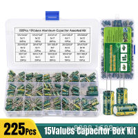 225PCS Green High Frequency In-line Aluminum Electrolytic Capacitor Kit 15 Specifications Resistance Explosions