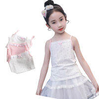 New Summer Kids Camisole Children Halter Baby Girls T-Shirts Clothes Cotton Flower Tees Toddler Tops 3 Colors