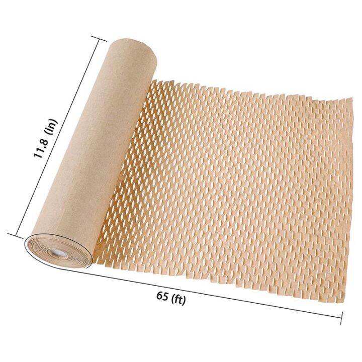 2x-honeycomb-packaging-paper-cushioning-kraft-paper-wrap-roll-11-8-inch-x-65-feet-eco-friendly-honeycomb-protective-wrap