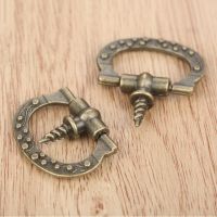 5pcs Zinc Alloy Vintage Furniture Fittings Cabinet Knobs Jewelry Box Drawer Cupboard Pull Handles Self-Tapping Screws 24*27mm Door Hardware Locks