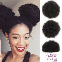 MEND สั้น คลิปใน Kinky Curly ต่อผม ผมสังเคราะห์ Afro Bun สายรัดหางม้า