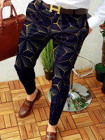 กางเกงผู้ชายพังก์และโกธิค Chino เรียว3D พิมพ์กระเป๋าซิปกางเกงธุรกิจสบายๆไมโครยืด