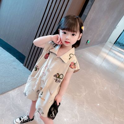 （Good baby store） 2022 summer new graffiti jumpsuit Korean version boys and girls baby casual cute romper children  39;s clothing