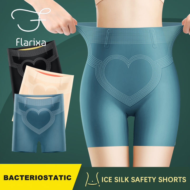 Flarixa Seamless Shaping High Waist Women's Shorts Ice Silk Safety