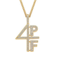 Necklace for Man Male Hip Hop 4pf Alphanumeric Pendant Hip Hop Rap Trendsetter Cross Border Accessories
